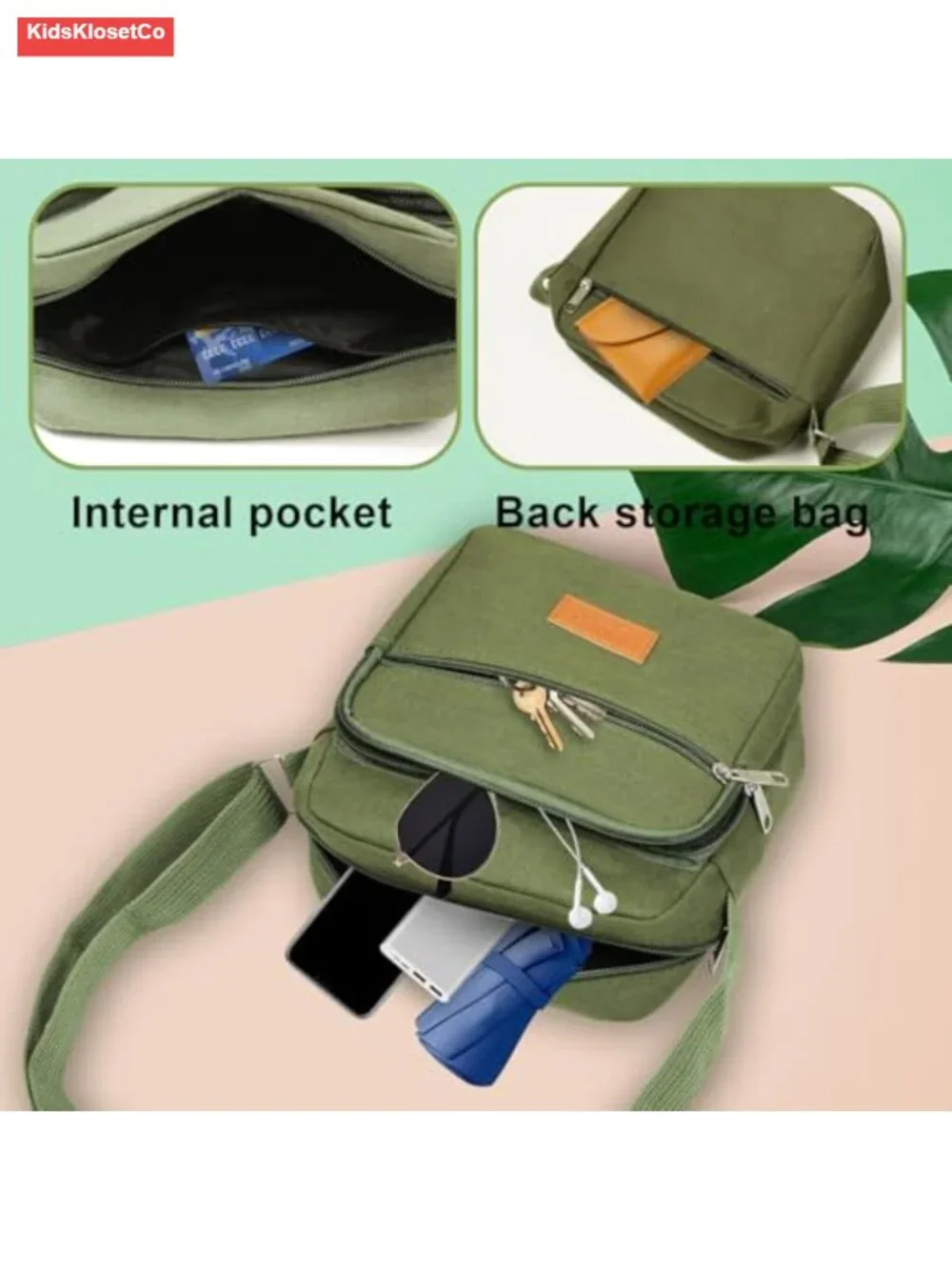 Men's Canvas Messenger Bag Crossbody 3 Zipper Compartments Business Satchel